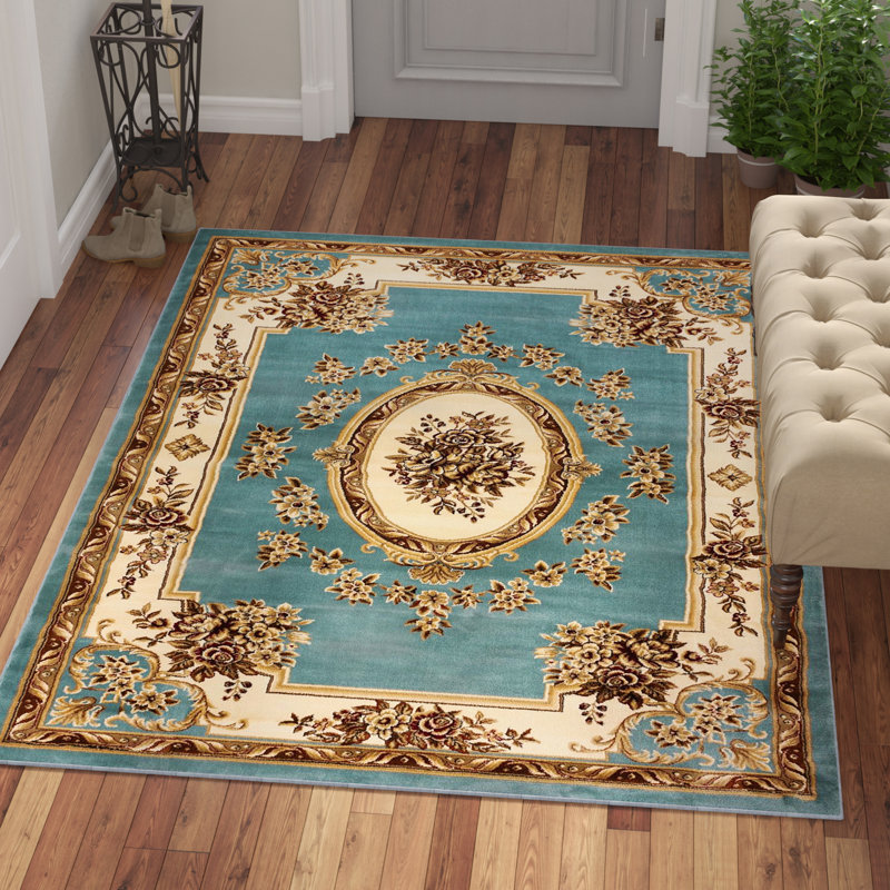 Astoria Grand Colindale Oriental Light Blue/Brown Area Rug & Reviews
